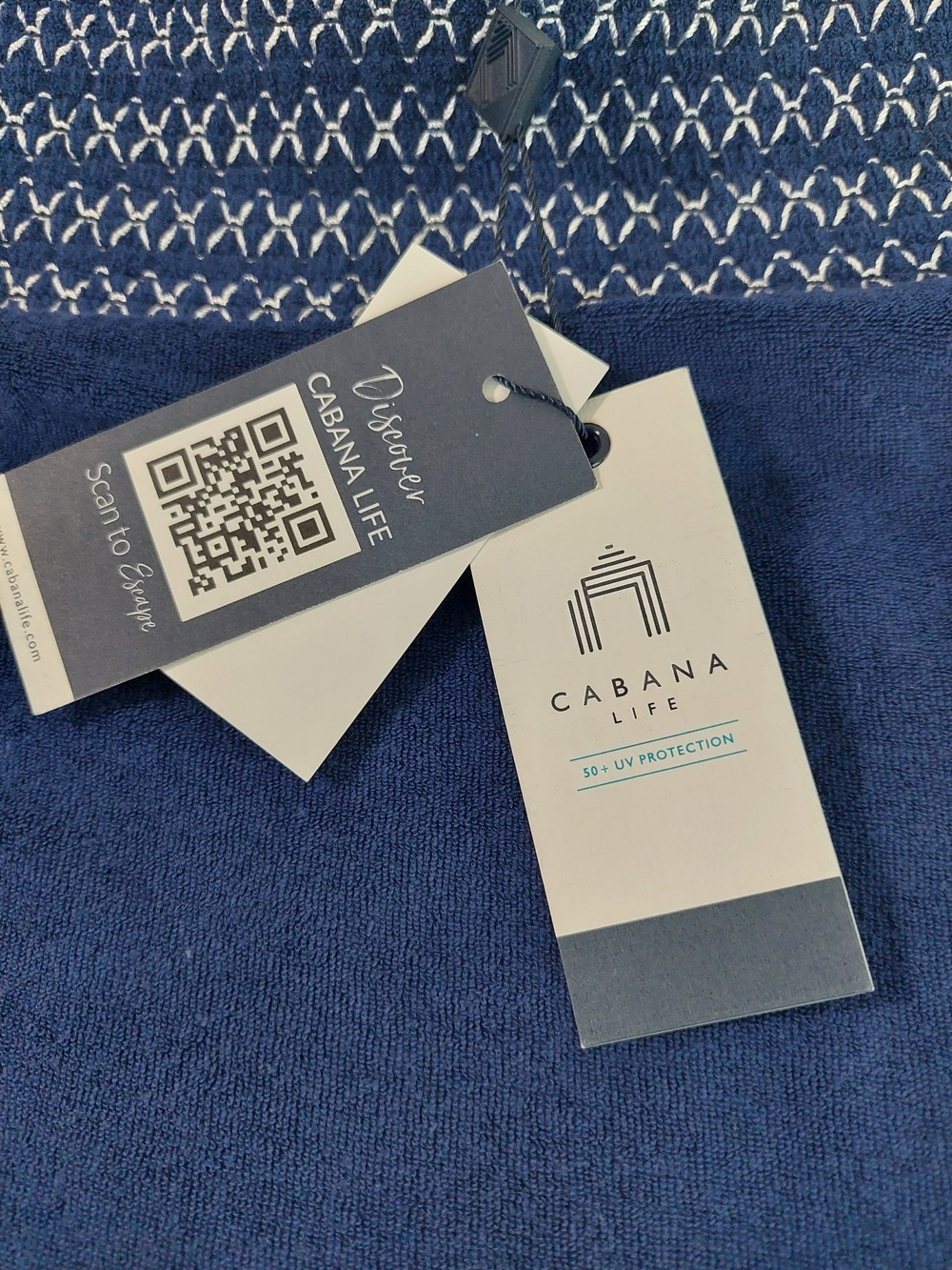 NWT Cabana Life Navy Blue Smocked Off The Shoulder Terry Tunic Dress Medium UPF - Picture 5 of 13